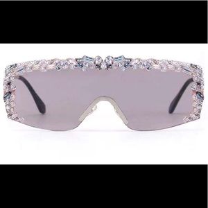 WOMEN FLAT TOP RECTANGLE RHINESTONE SUNGLASSES